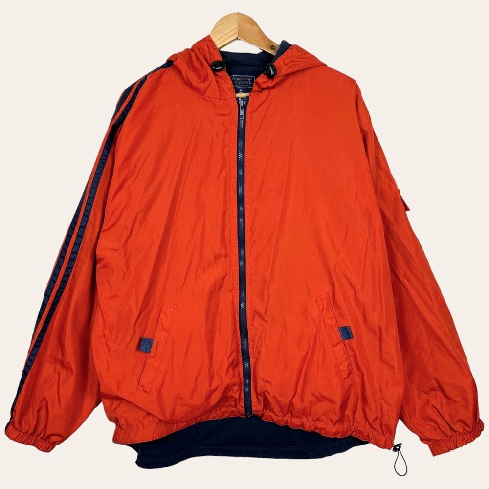 Vintage 90s Full Zip Up Side Striped Waterproof Insulated Outdoor Rain Jacket XL